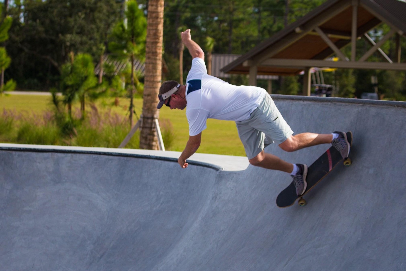 Steve skateboarding in a bowl